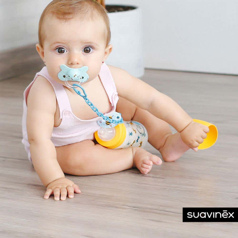 Suavinex - Phy Silicone Soother + Clip - Blue | 4-18 M