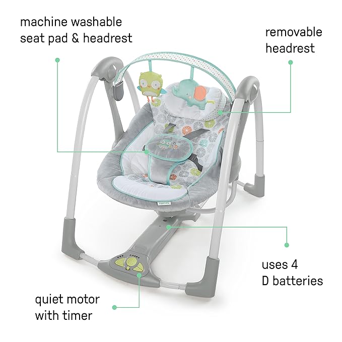 Ingenuity - Swing 'N Go Portable Swing Hugs & Hoots | 0-9 M