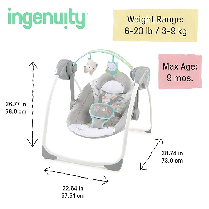 Ingenuity - Comfort 2 Go Portable Swing | Forest | 0-9 M