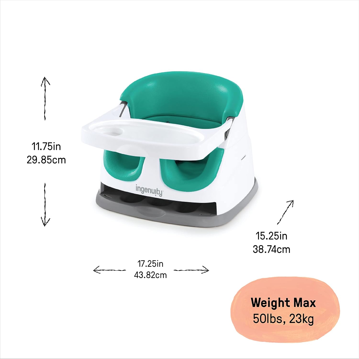 Ingenuity - Baby Base 2In1 Seat Ultramarine Green | 6M-3Y