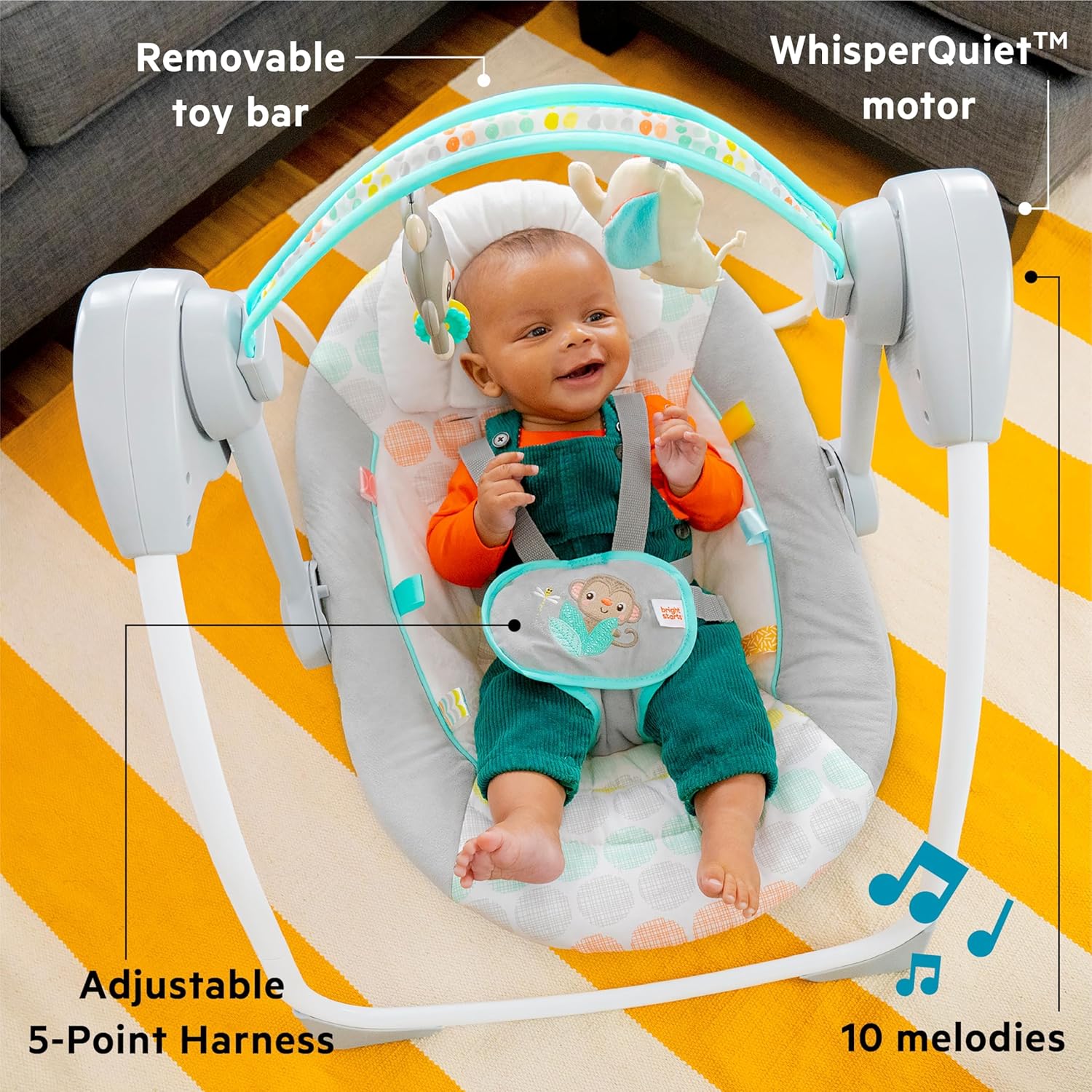 Bright Starts - Whimsical Wild Portable Swing | 0-9 M