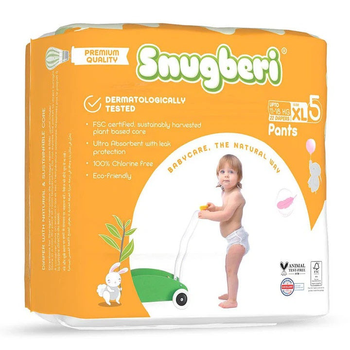 Snugberi Premium Eco Friendly Diaper Pants | Size 5 | X Large | 11 - 18Kg | 22 Pcs