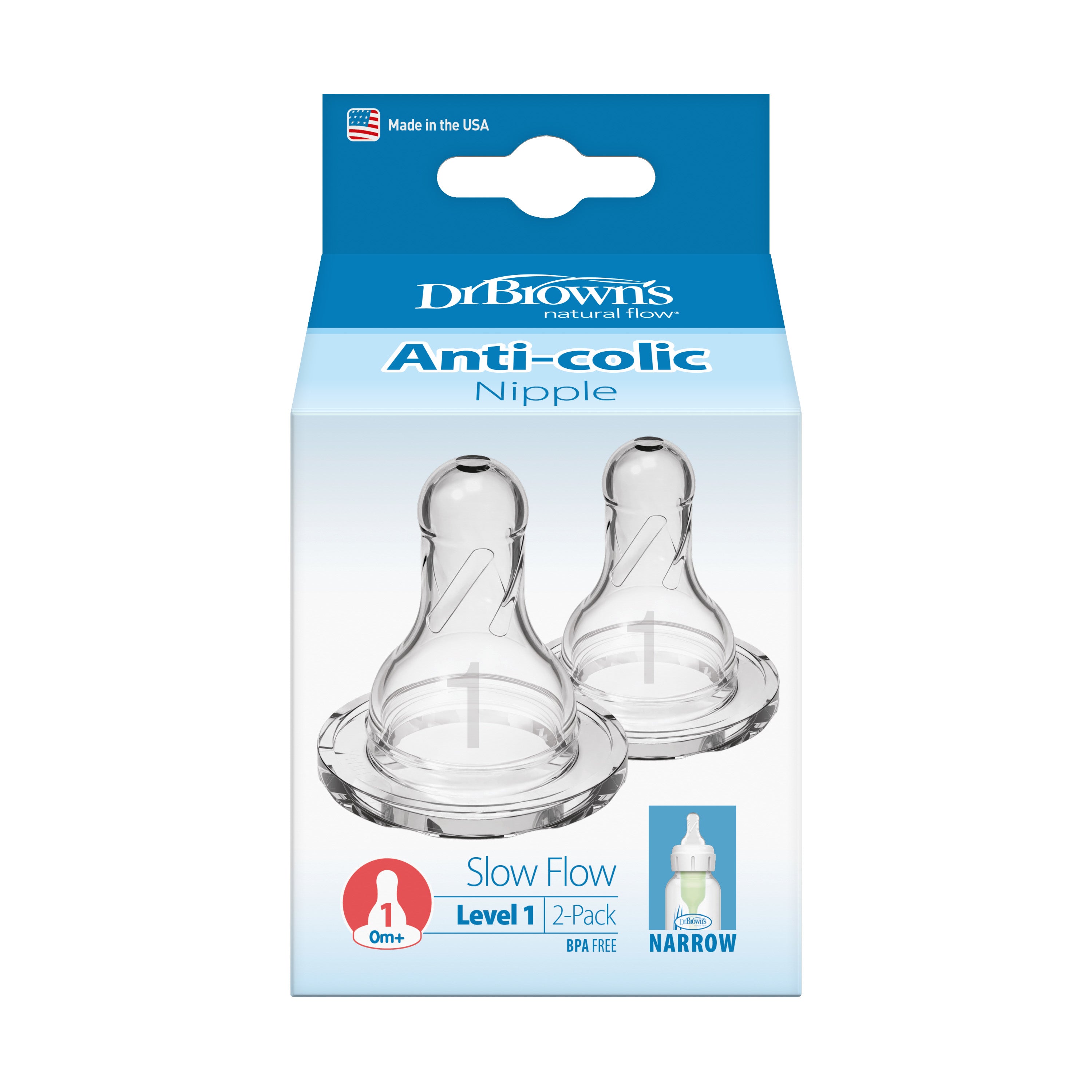 Level-1 Silicone Narrow Nipple, 2-Pack