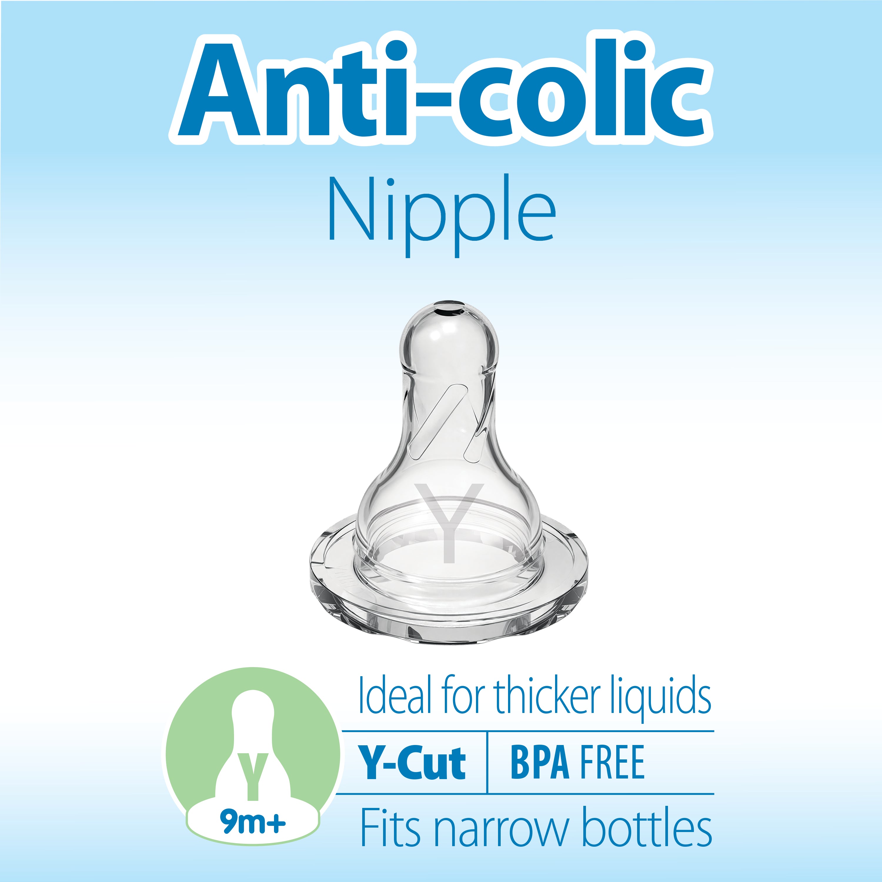 Y-Cut Silicone Narrow Nipple, 2-Pack
