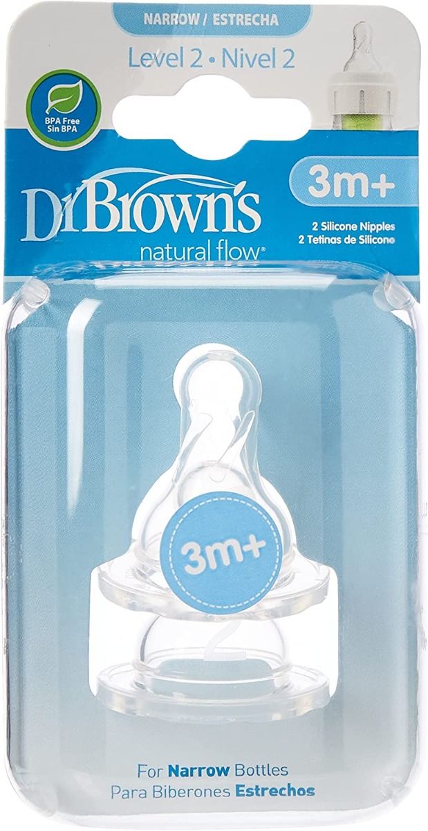 Dr Browns - Level-2 Silicone Narrow Neck Options Nipple Pack Of 2