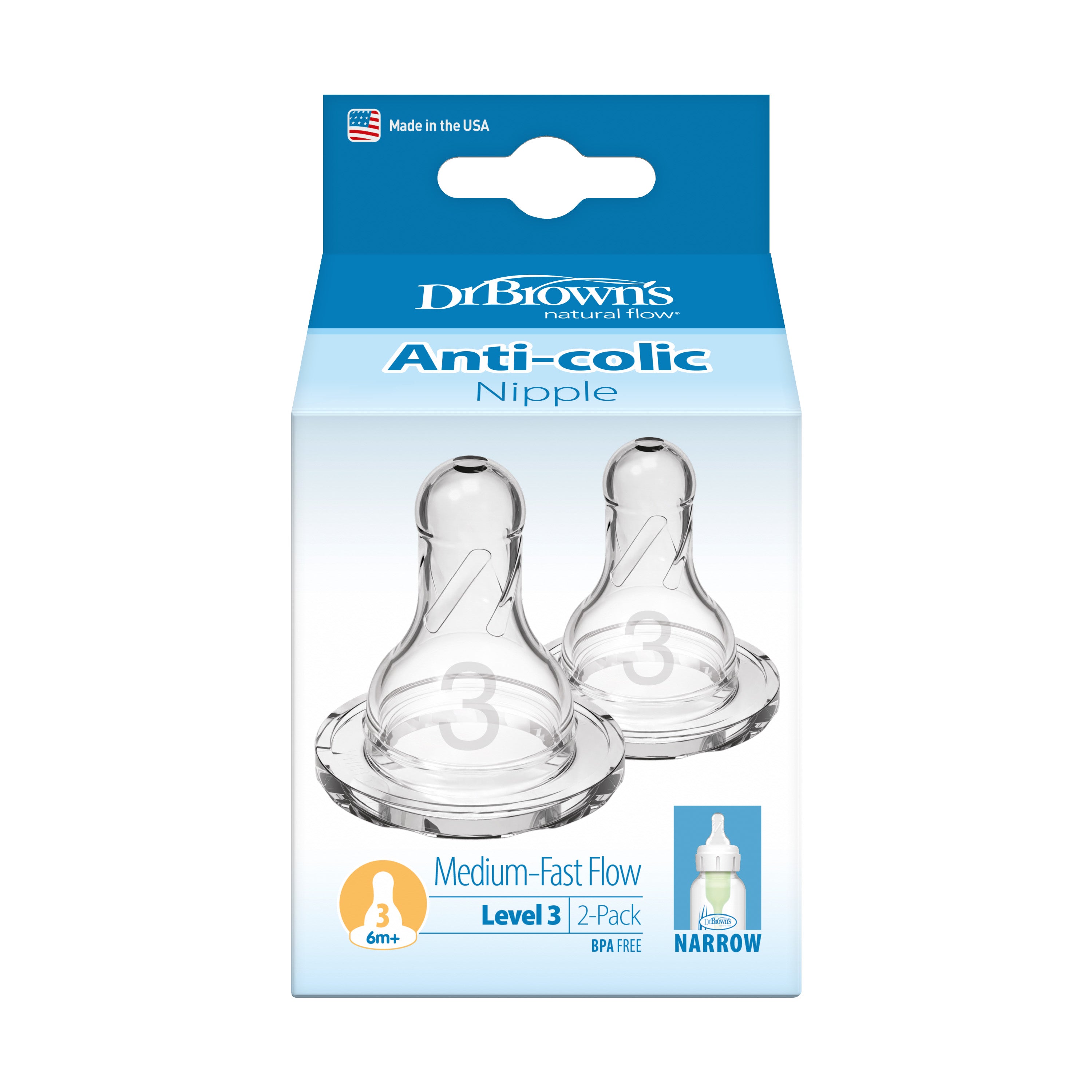 Level-3 Silicone Narrow Nipple, 2-Pack