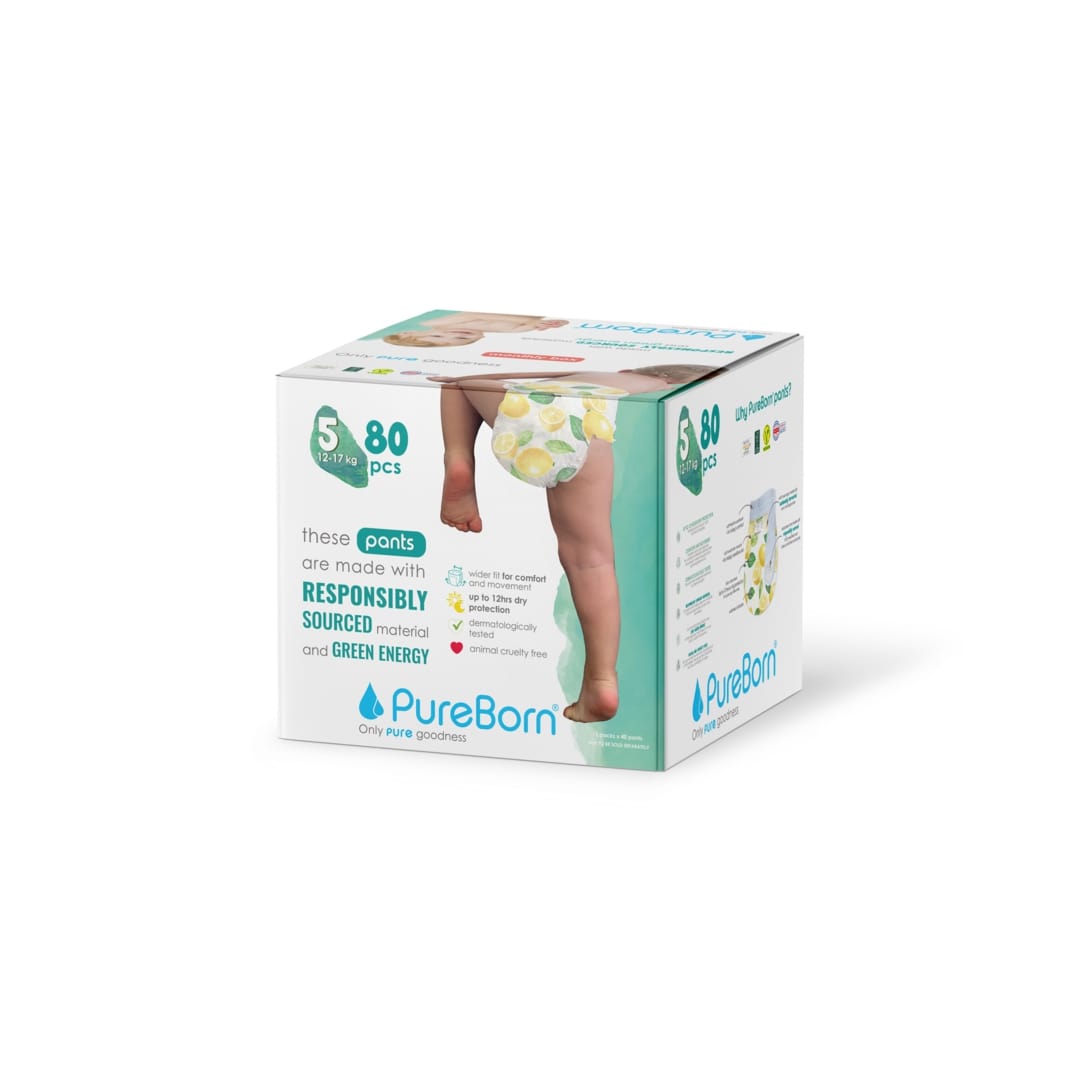 PureBorn - Pull Ups Nappy Master Pack | Size 5 | 12-17KG | Assorted Prints | 80 Pcs