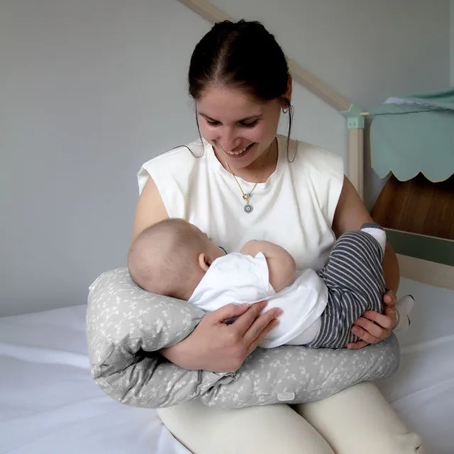 Babyjem - Head Supported Breastfeeding Cushion Grey Flower