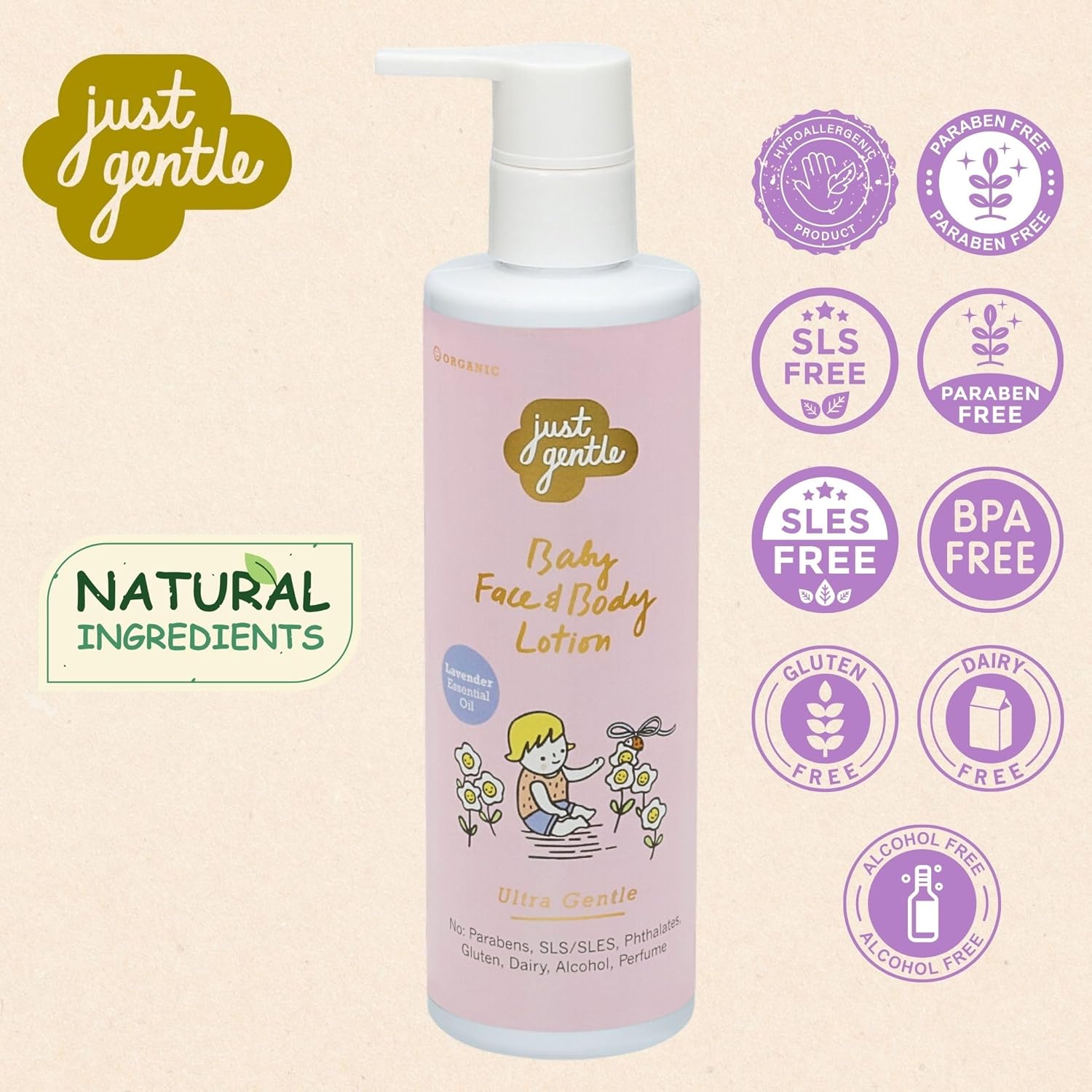 Just Gentle - Baby Face & Body Lotion | Lavender Scent