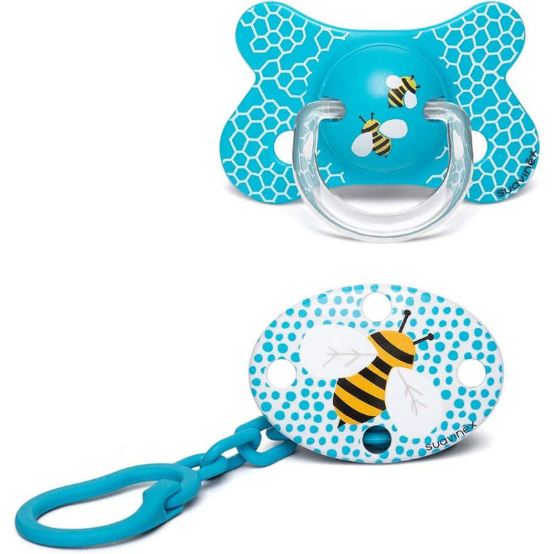 Suavinex - Phy Silicone Soother + Clip - Blue | 4-18 M