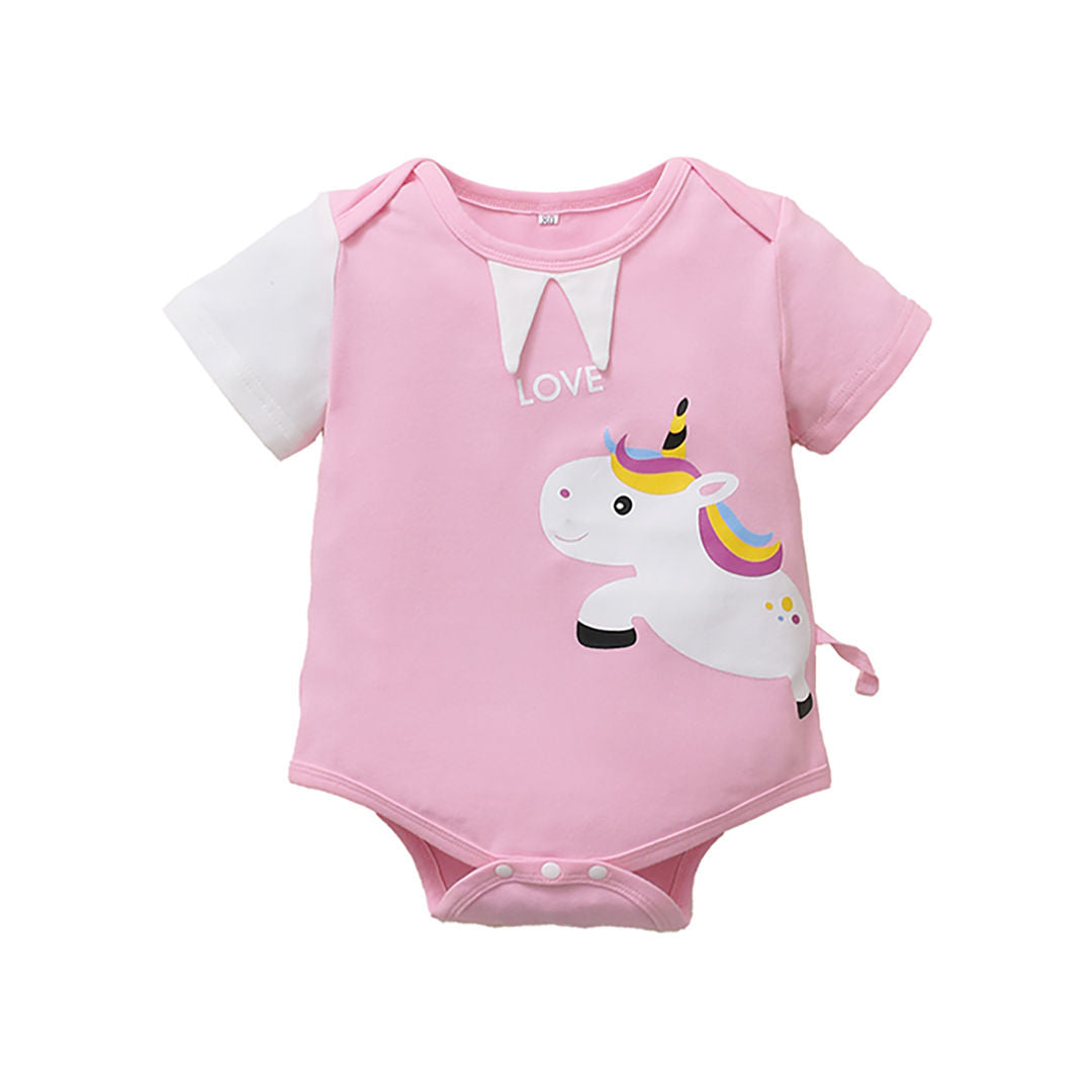 Ministry of Style - Pink Unicorn Short Sleeves Baby Rompers