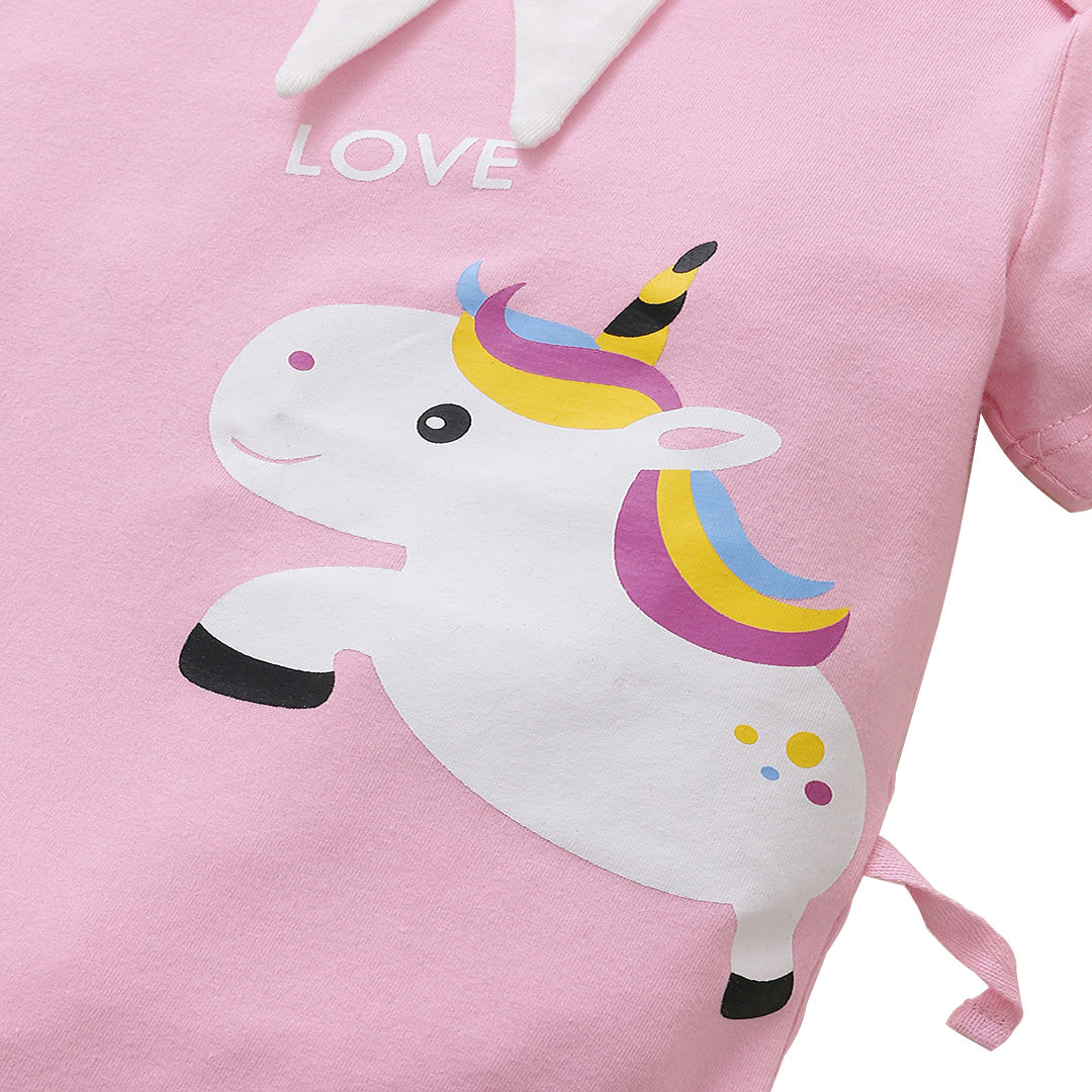 Ministry of Style - Pink Unicorn Short Sleeves Baby Rompers