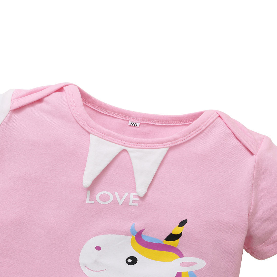 Ministry of Style - Pink Unicorn Short Sleeves Baby Rompers