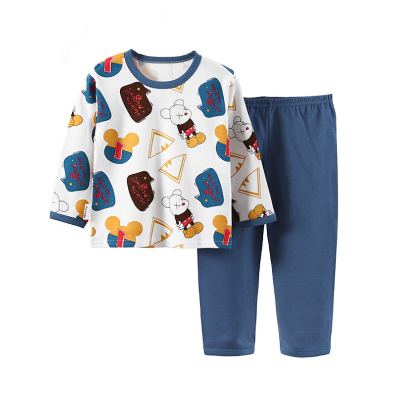 Ministry of Style - Mickey Mouse Blue and White Long sleeves 2 pc set for Boys