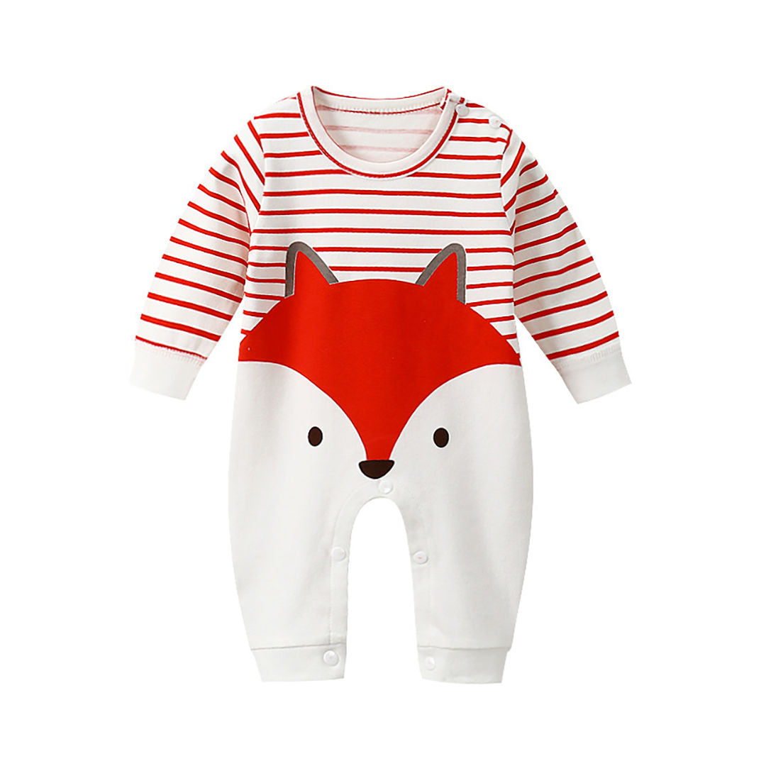 Ministry of Style - Curious Fox Red and White Baby Rompers for Baby Boys and Girls