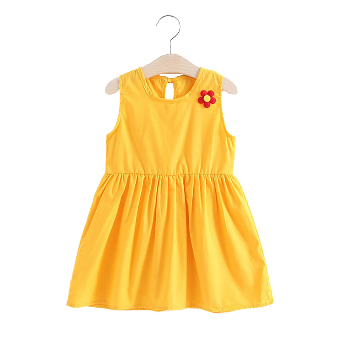 Ministry of Style - Summer Basics Solid Yellow Sleeveless dress for Girls - 5Y