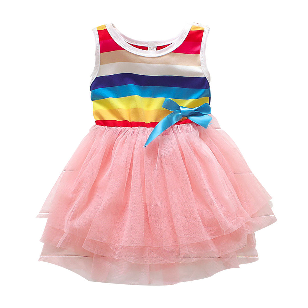 Ministry of Style - White and Pink Party wear Sleeveless Frock