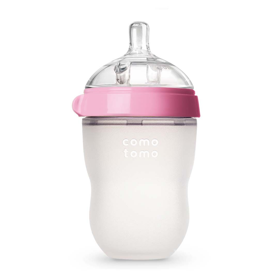 Comotomo - Natural Feel Baby Bottle (Single Pack) - Pink & White, 250 Ml