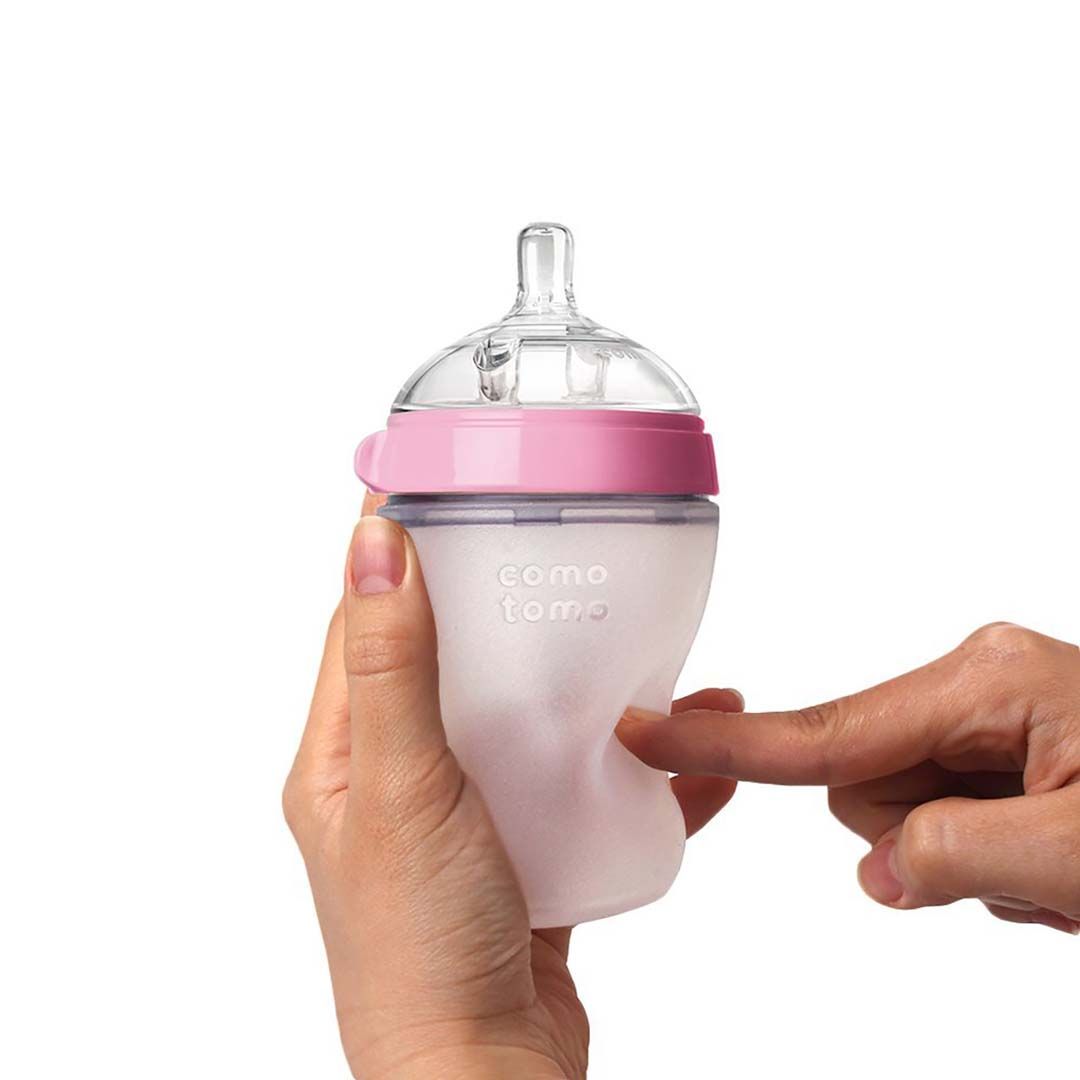 Comotomo - Natural Feel Baby Bottle (Single Pack) - Pink & White, 250 Ml