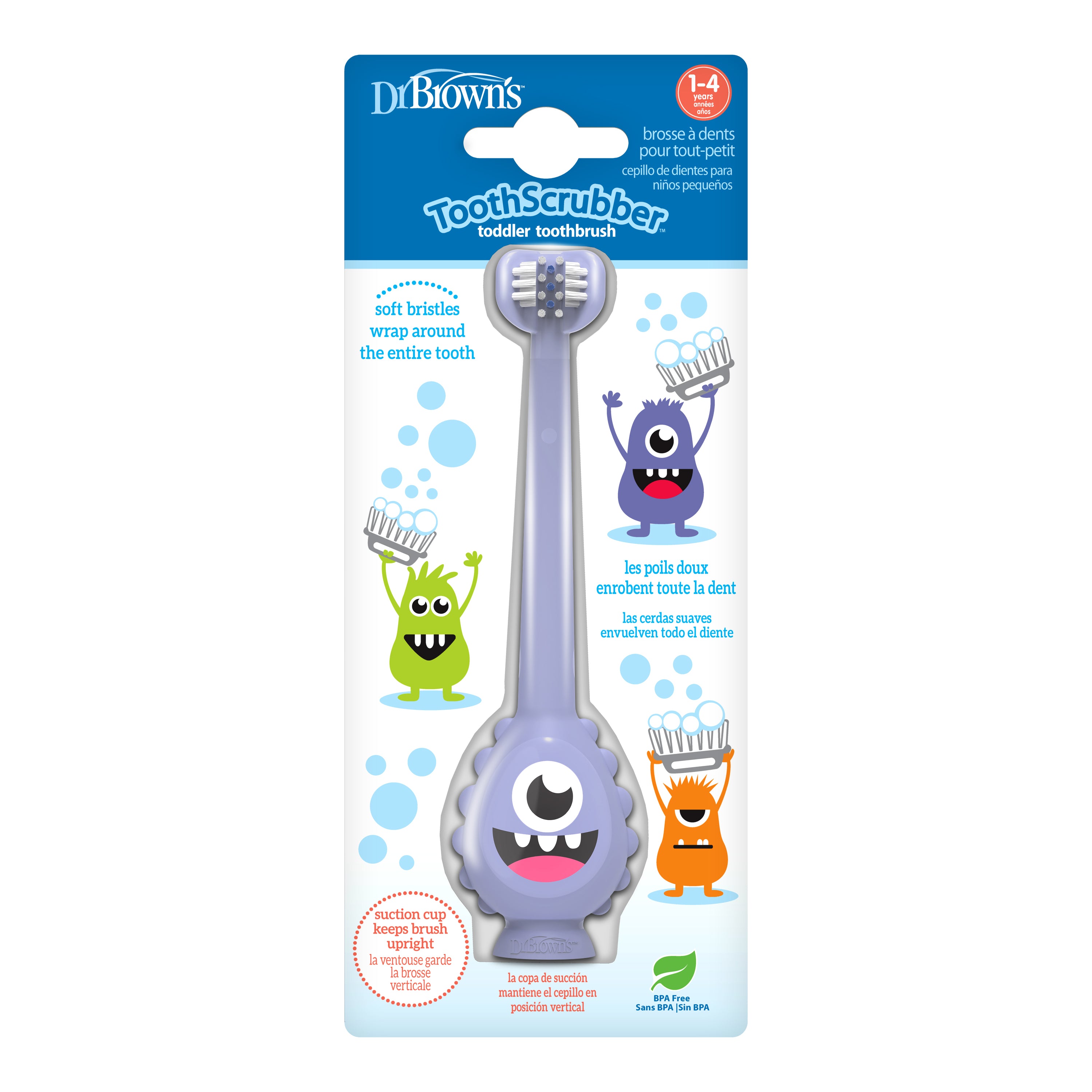 ToothScrubber™ Toddler Toothbrush, Monster, Purple, 1-Pack