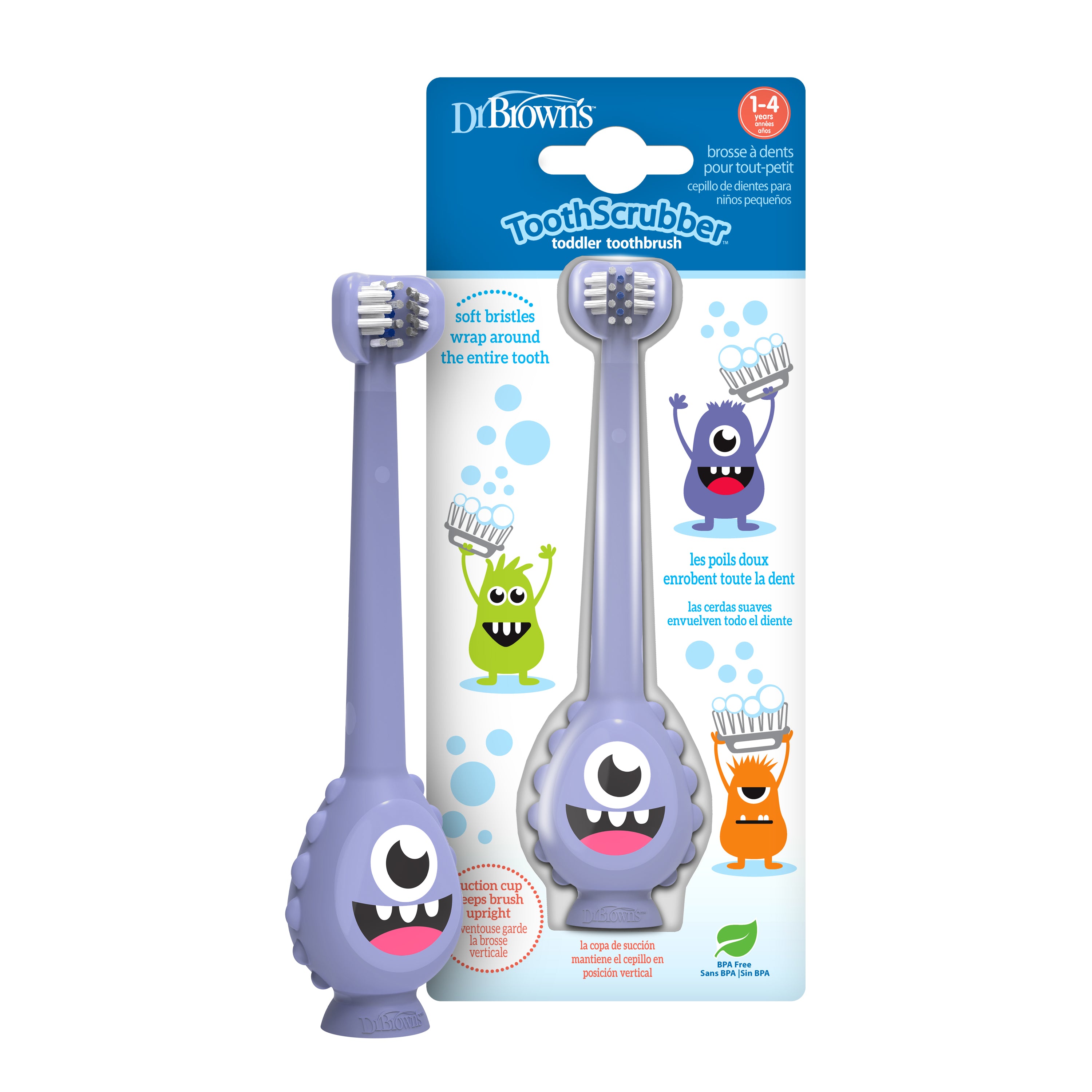 ToothScrubber™ Toddler Toothbrush, Monster, Purple, 1-Pack