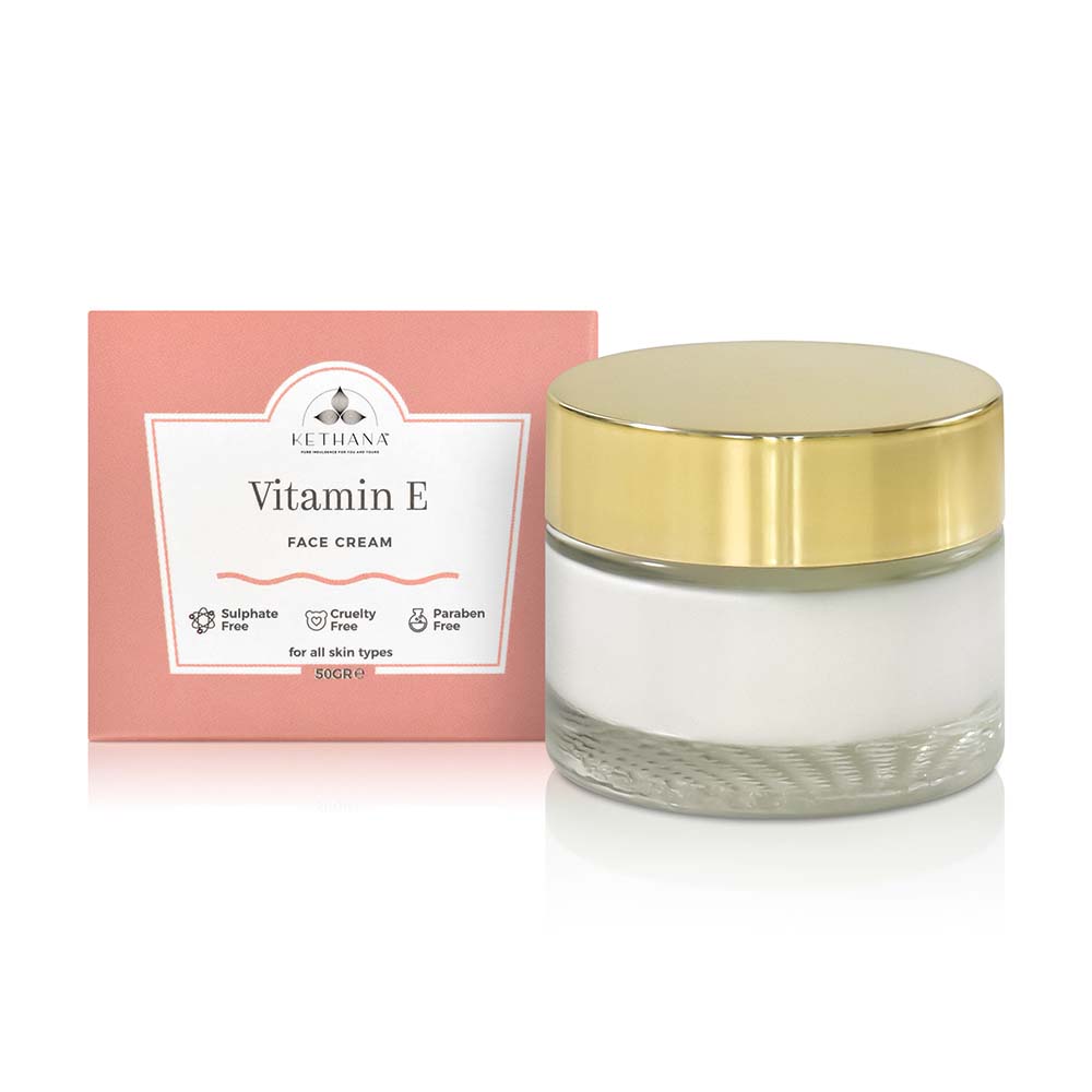 Kethana - Vitamin E Face cream, Heals damaged skin, Sulphate & Paraben Free, Day and Night Cream |50ml