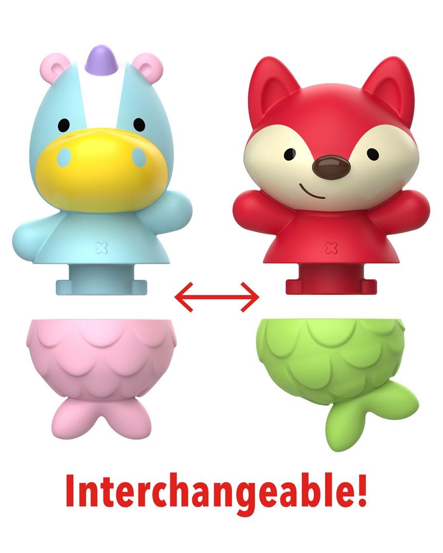 Skip Hop - Zoo Mix & Match Flippers Bath Toy | Unicorn & Fox