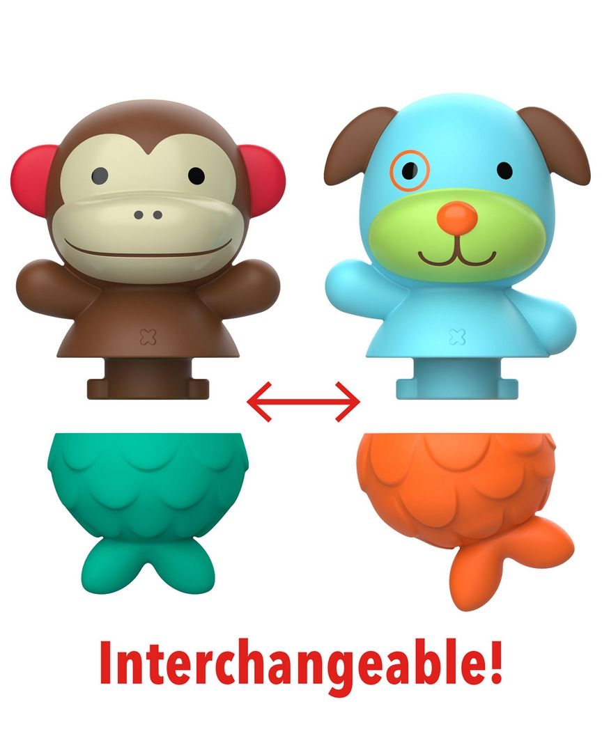 Skip Hop - Zoo Mix & Match Flippers Bath Toy | Monkey & Dog