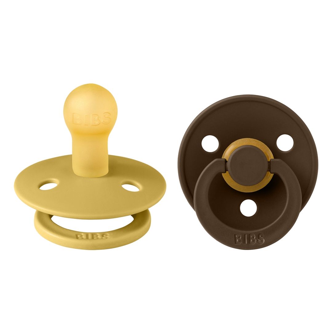 Bibs - Pack of 2 Latex Pacifier | Mustard & Mocha | Size 1
