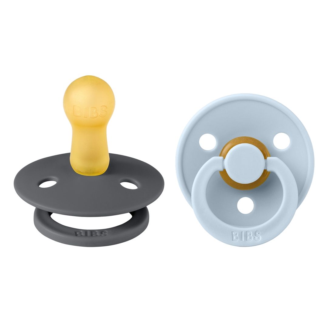 Bibs - Pack of 2 Latex Pacifier | Iron & Baby Blue | Size 2