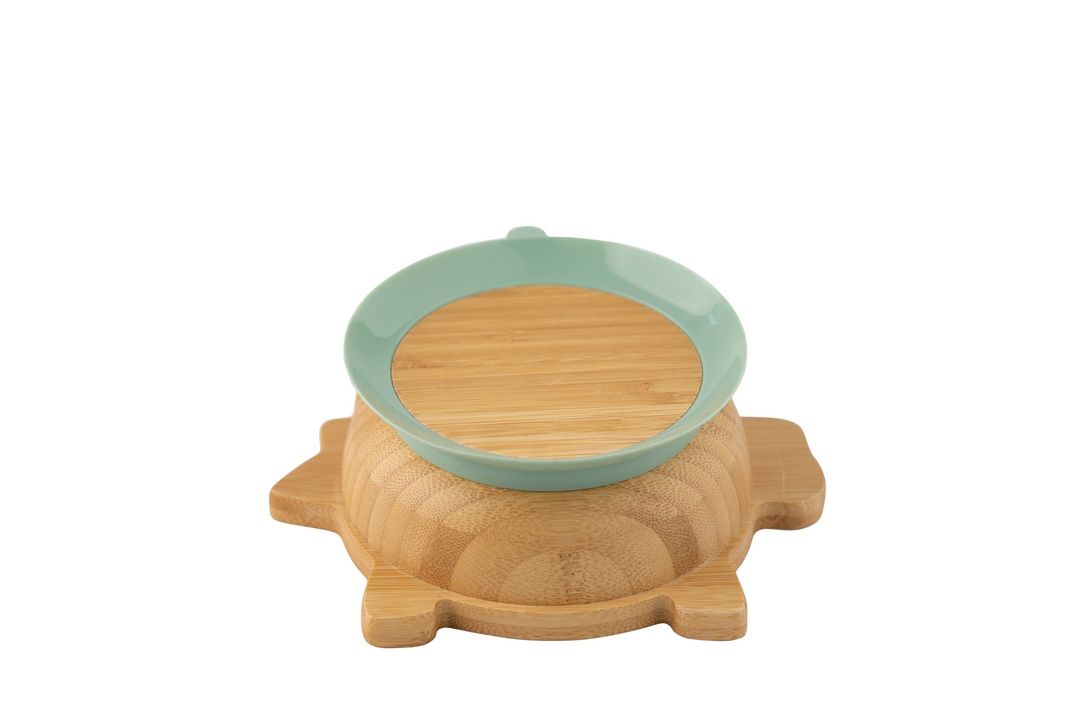 Citron - Organic Bamboo Bowl 250ml Suction & Spoon | Dino Green