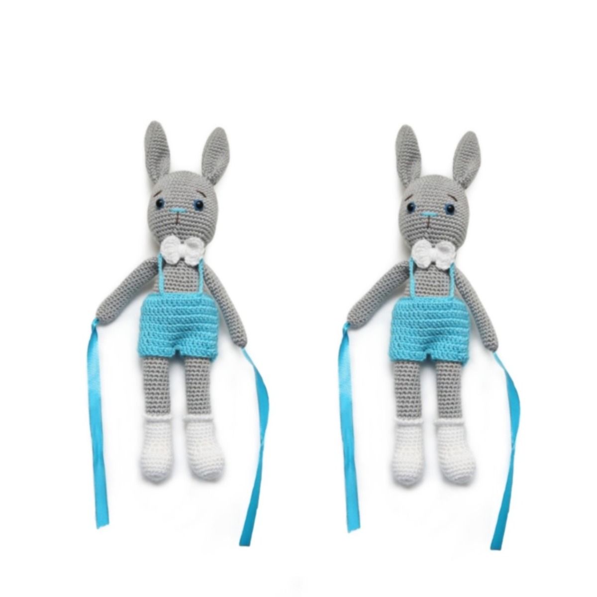Pikkaboo - Crochet Bunny Curtain Clips Pair | Grey