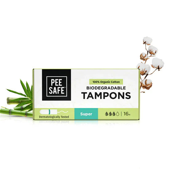 Pee Safe - Organic 100% Biodegradable 16 Tampons