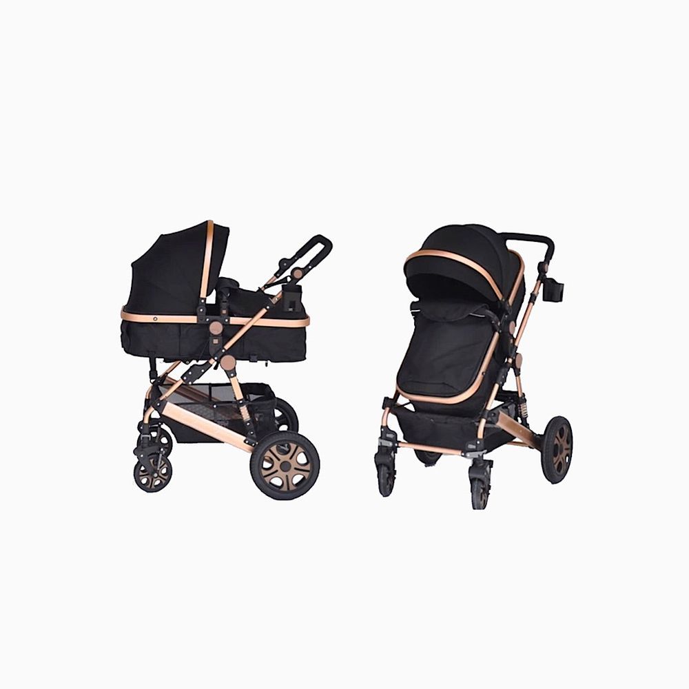 Pikkaboo - 3In1 Luxury Pram Stroller | Black
