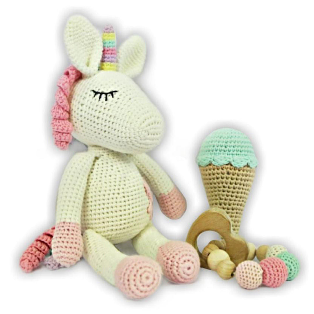 Pikkaboo - Snuggle & Play Crocheted Unicorn Set