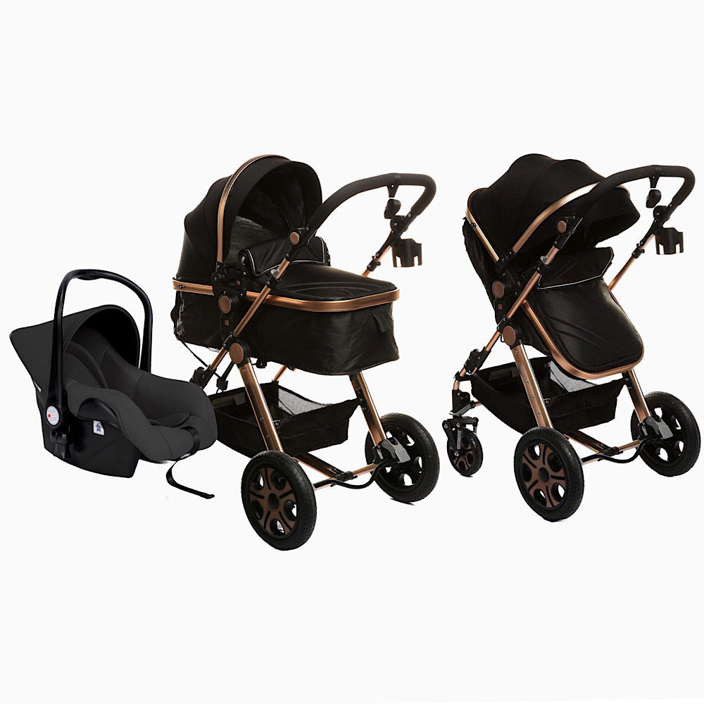 Pikkaboo - 4 In 1 Luxury Stroller Travel System | Black