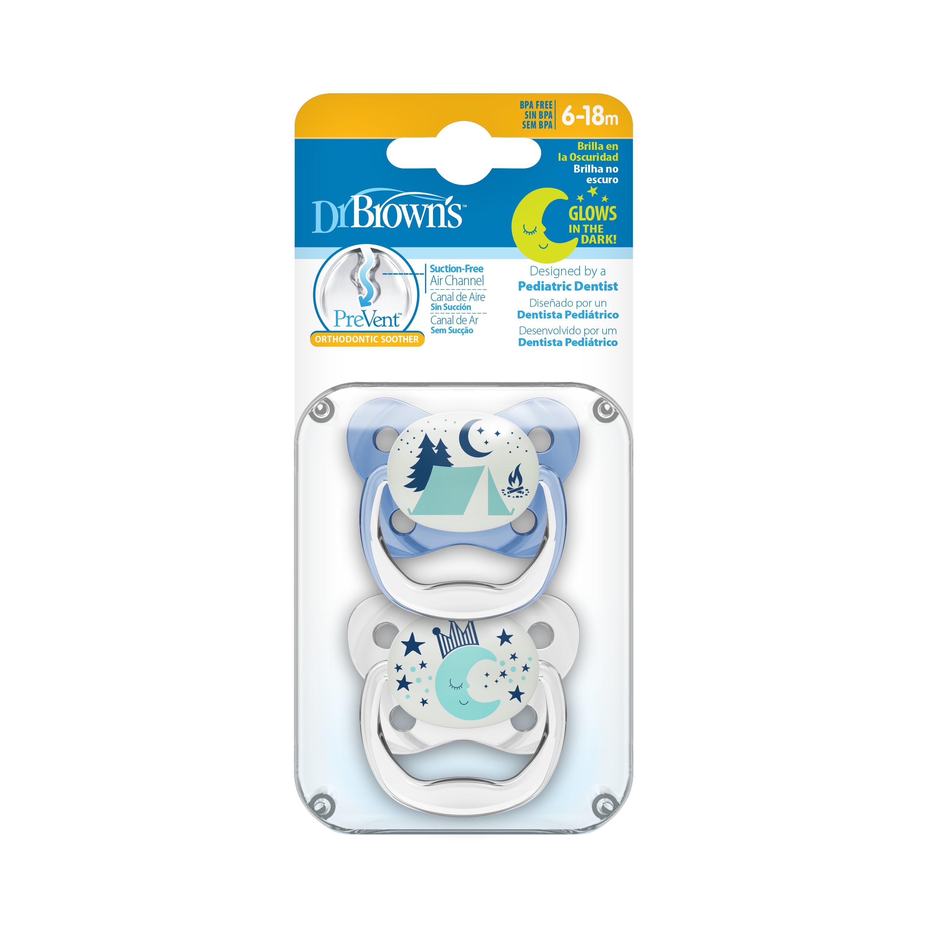 PreVent Glow in the Dark BUTTERFLY SHIELD Pacifier - 2-Pack