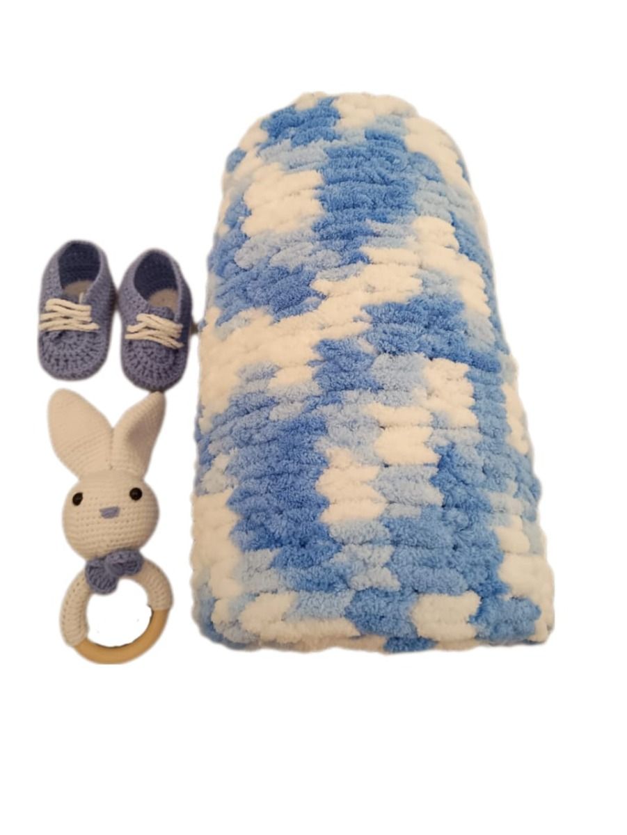 Pikkaboo - Heavenly Hugs Mr. Rabbit Crochet Teether, Booties, And Blanket Set | Pack of 3