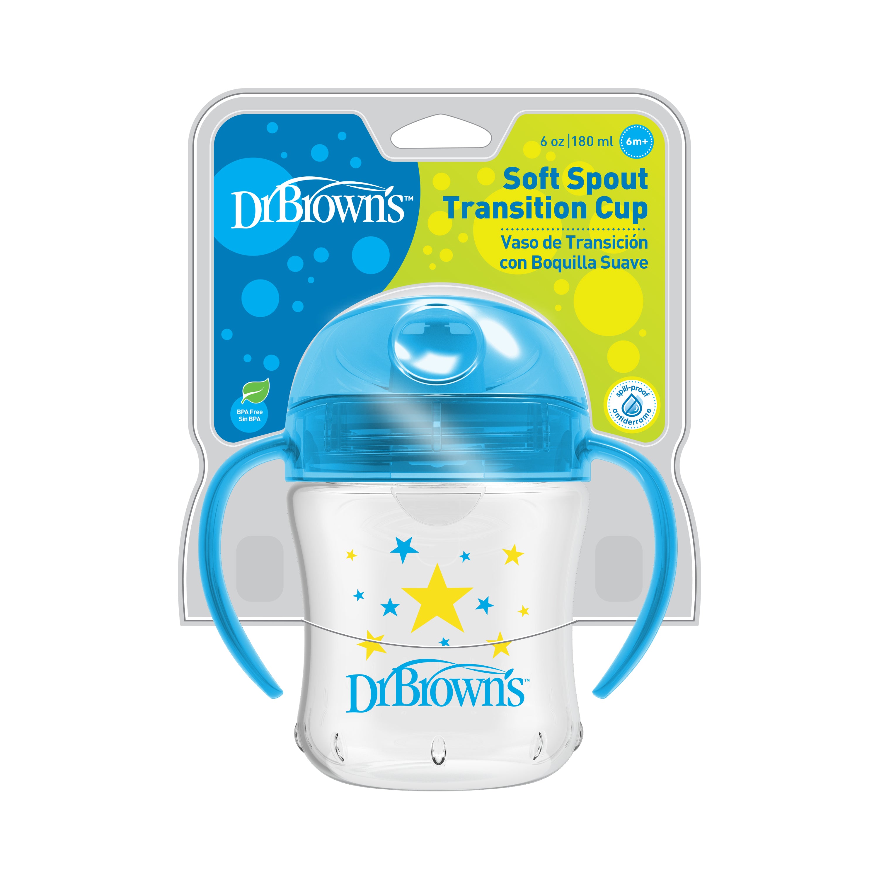 Dr Browns - 6 oz 180 ml Soft-Spout Transition Cup w| Handles - Blue
