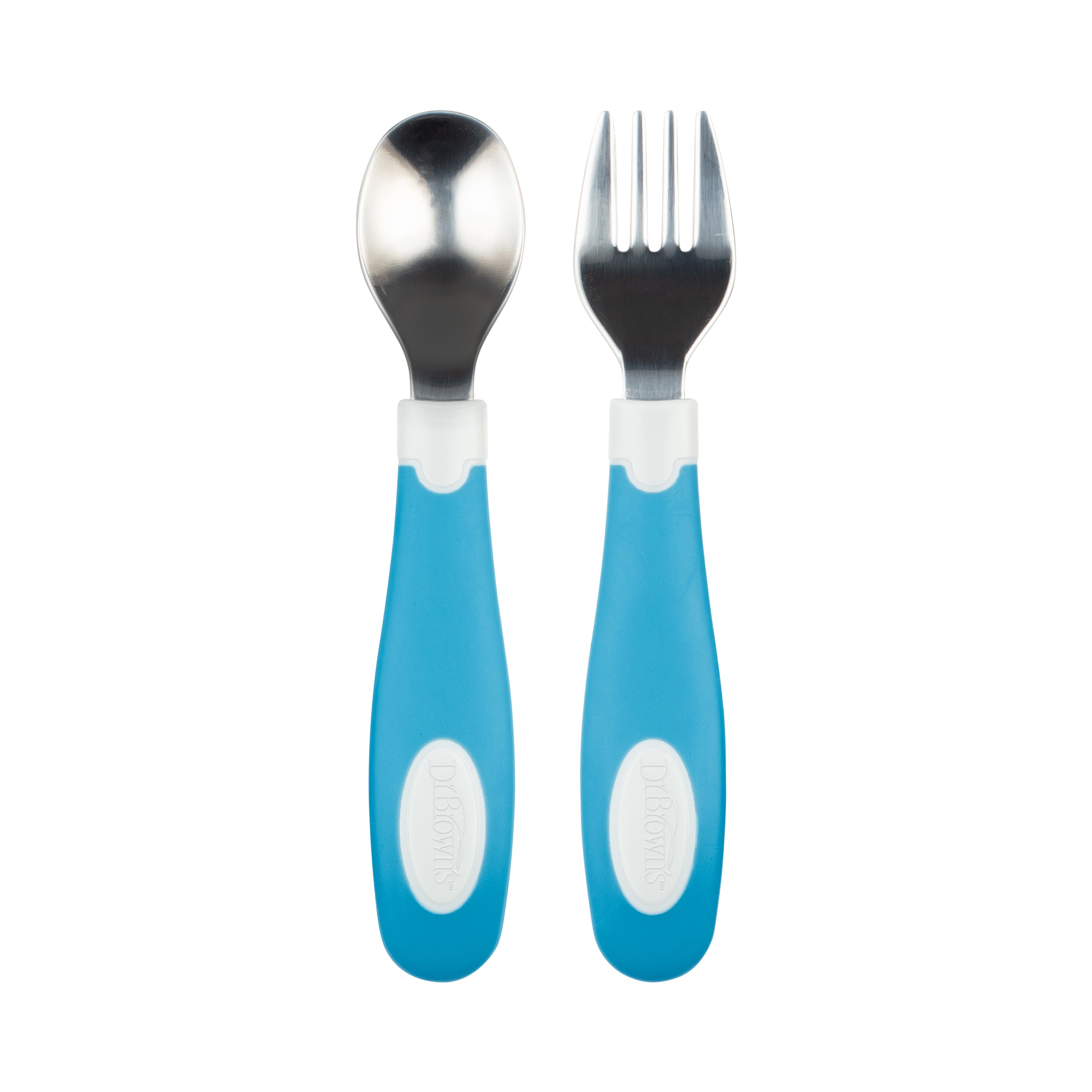 Soft Grip Spoon & Fork Set, Blue