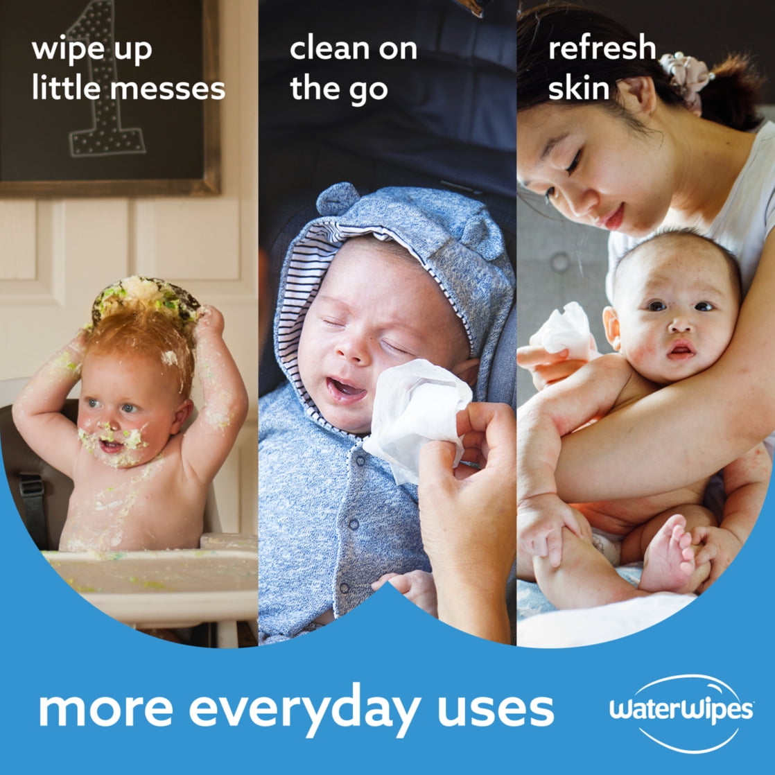 WaterWipes - Original Plastic Free Baby Wipes | 240 wet wipes | 4 packs | 99.9% Water Based Wet Wipes & Unscented for Sensitive Skin