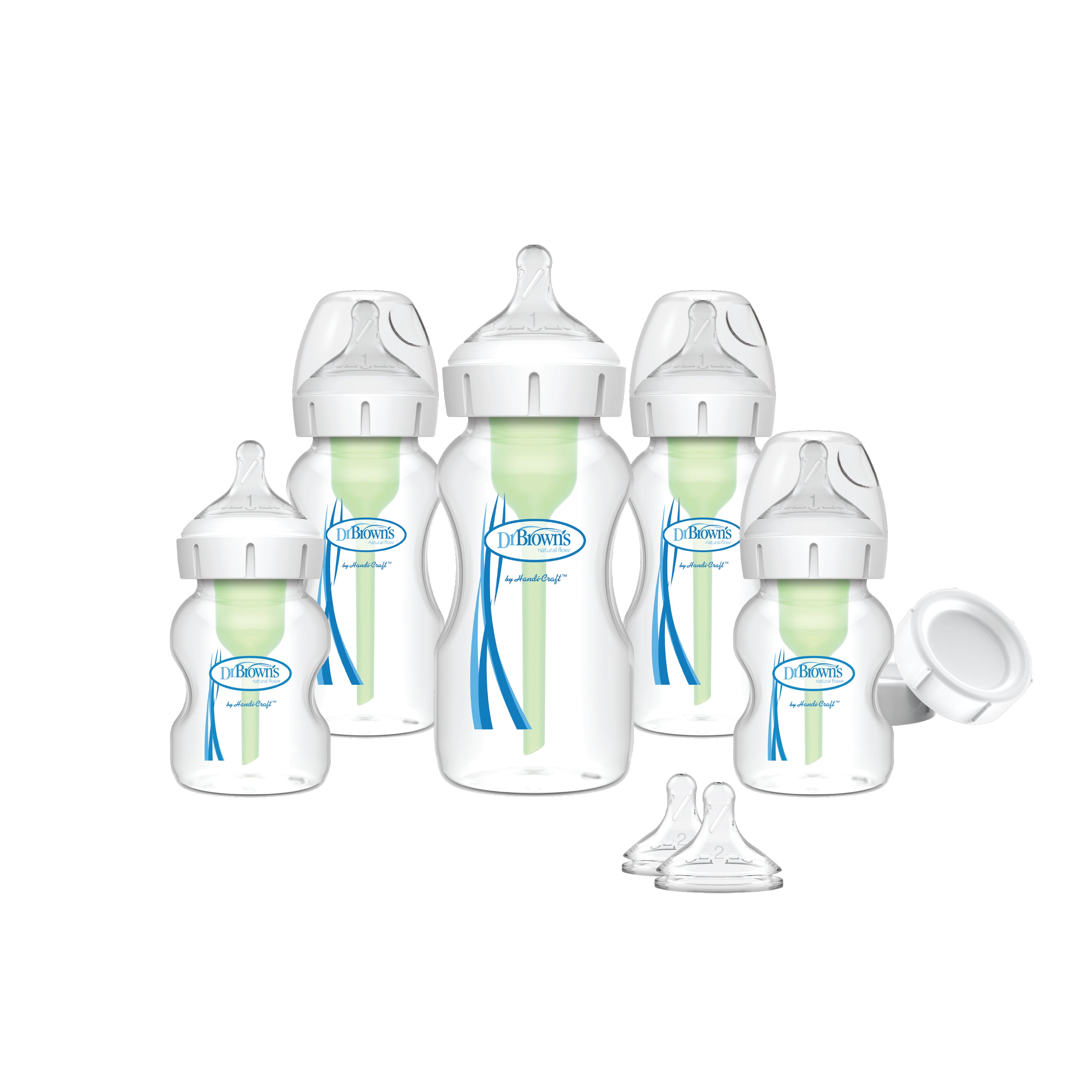 PP W-N Options+ Newborn Feeding Set (2x150 ml & 3x270 ml bottles, 2xL2 nipples, 2 storage caps, 3 cleaning brushes)