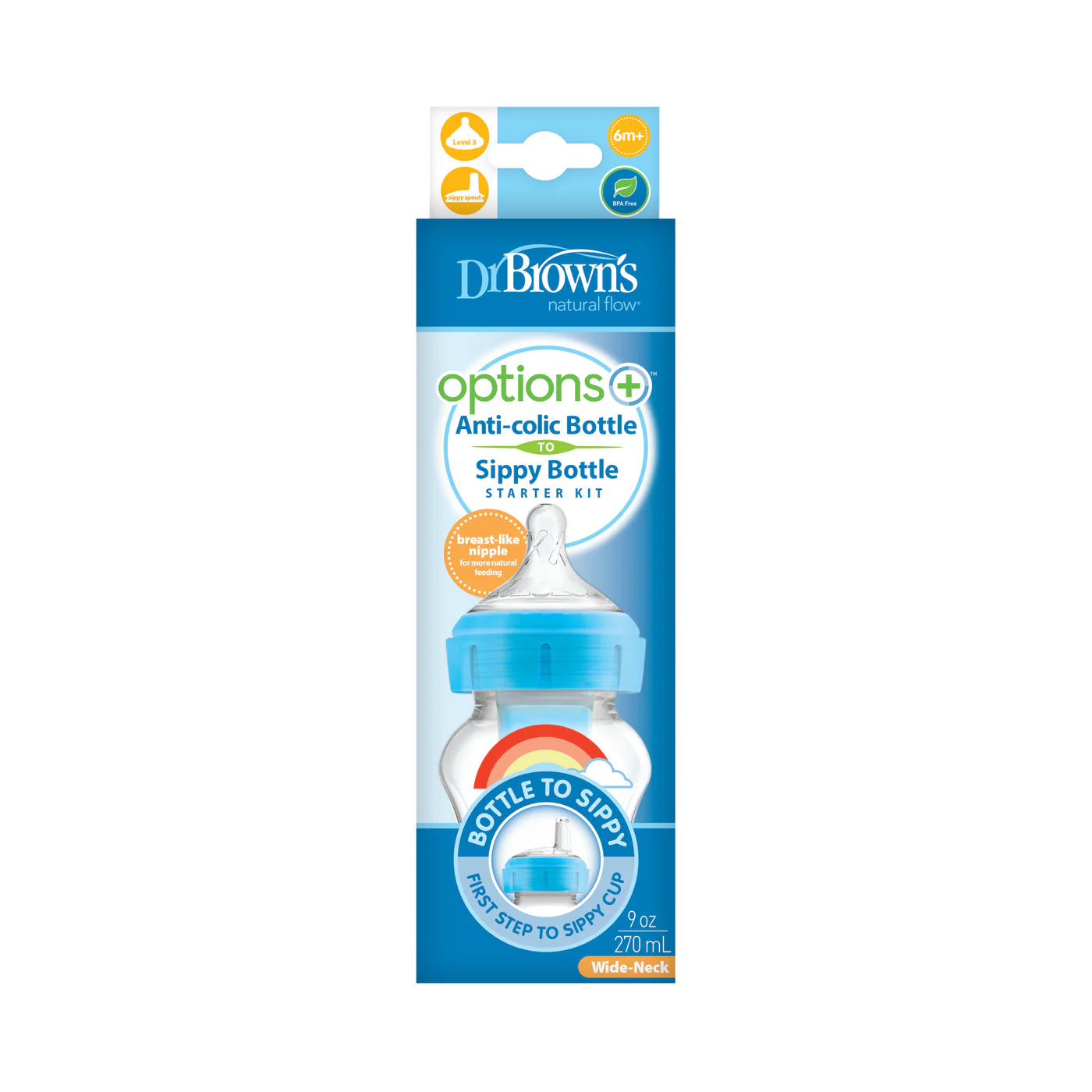 9 oz/270 mL PP W-N Options+ w/ Sippy Spout (+L3 Nipple in Bottle), 1-Pack