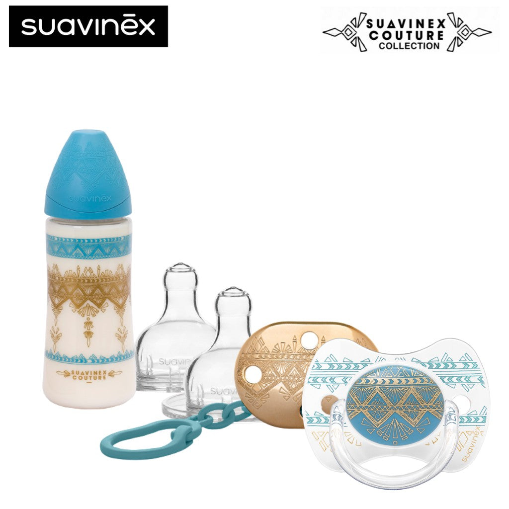 Suavinex - 270 ml Feed Bottle + Soother + Premium Clip Set