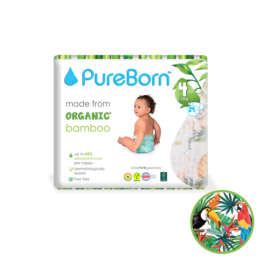 Pureborn Nappy | Size 4 | 7 - 12 Kg | Assorted Prints