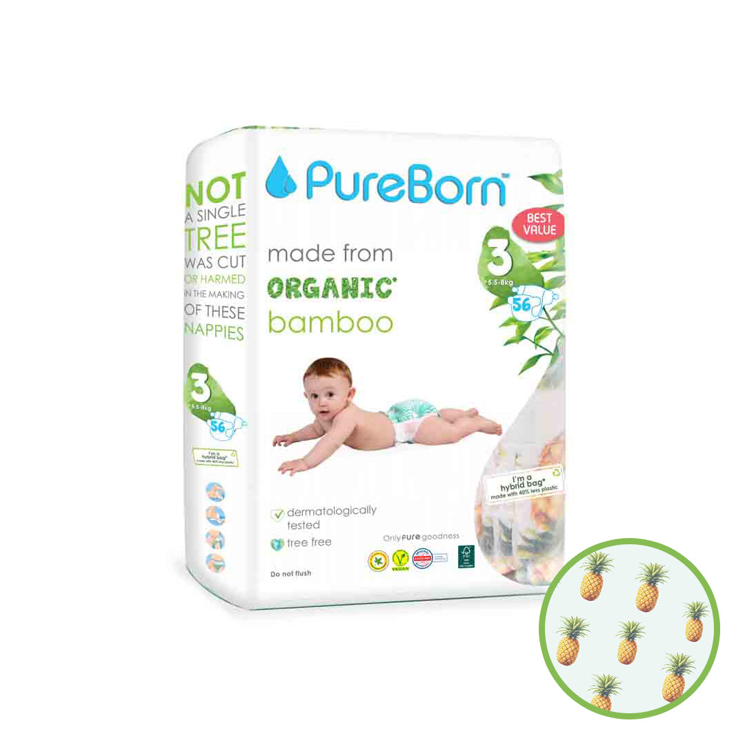 PureBorn Nappy | Size 3 | 5.5 - 8 Kg | Assorted Prints