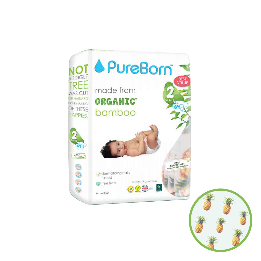 PureBorn Nappy | Size 2 | 3-6 Kg | Assorted Prints