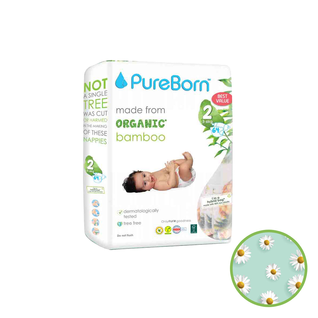 PureBorn Nappy | Size 2 | 3-6 Kg | Assorted Prints