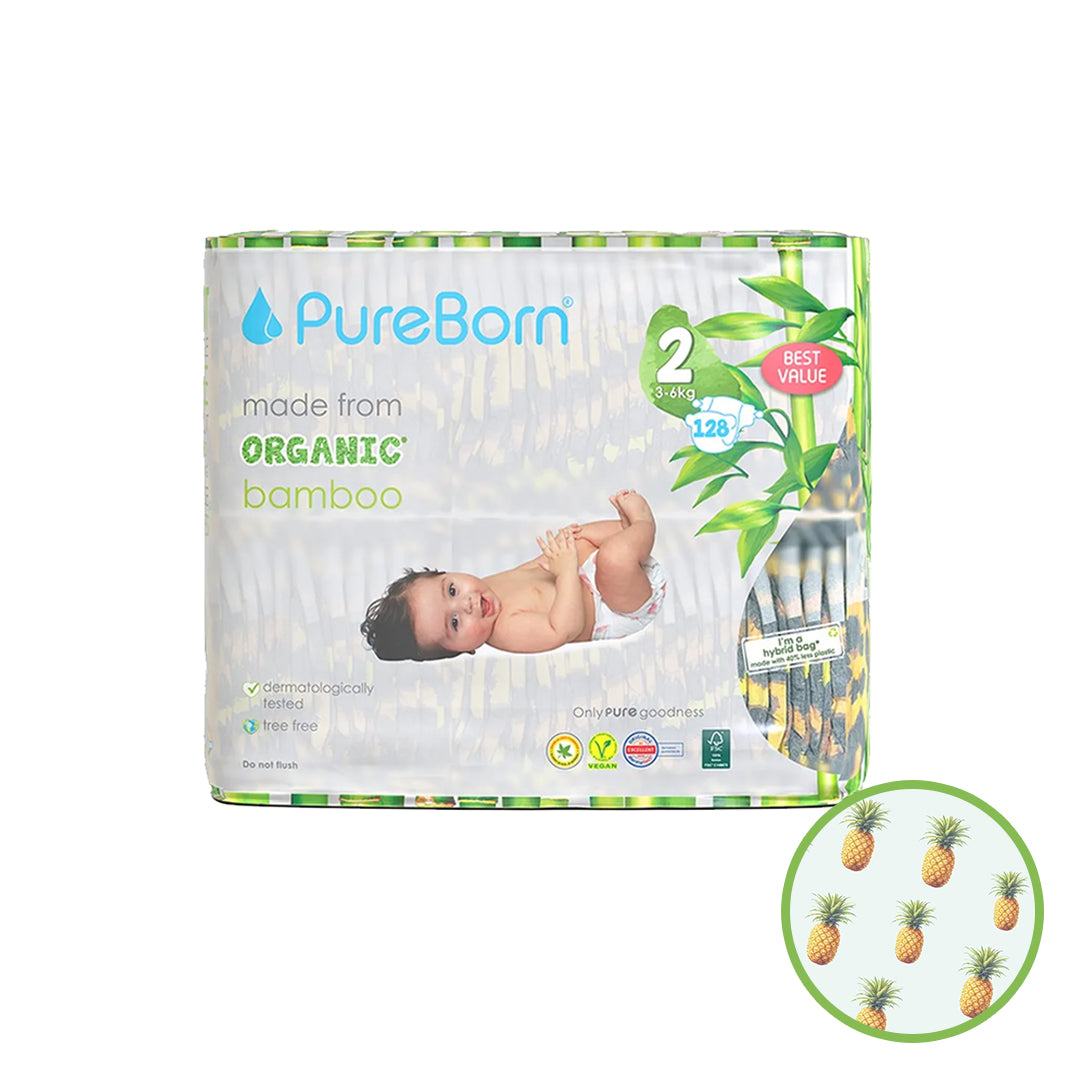 PureBorn Nappy | Size 2 | 3-6 Kg | Assorted Prints