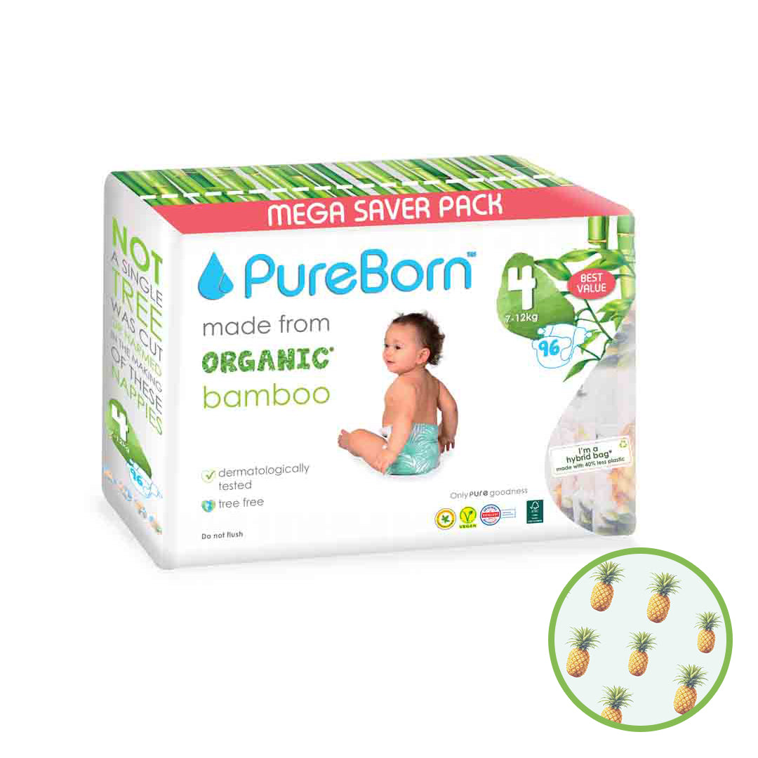 Pureborn Nappy | Size 4 | 7 - 12 Kg | Assorted Prints